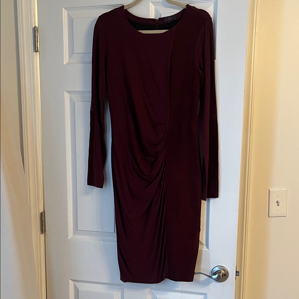 Elegant Burgundy Long Sleeve Dress